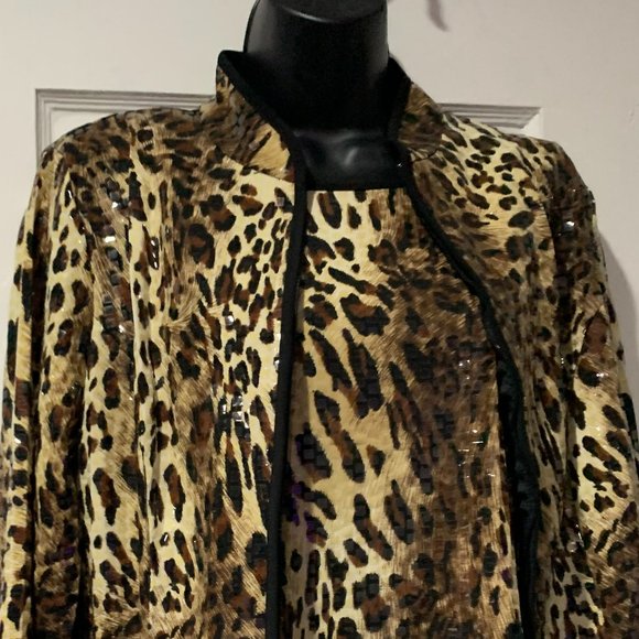 ADRESSING WOMAN ANIMAL PRINT SEQUIN CAMISOLE AND MATCHING JACKET SIZE L - Picture 3 of 16
